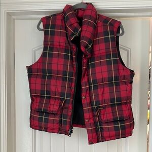 Women’s Red Plaid Puffer Vest